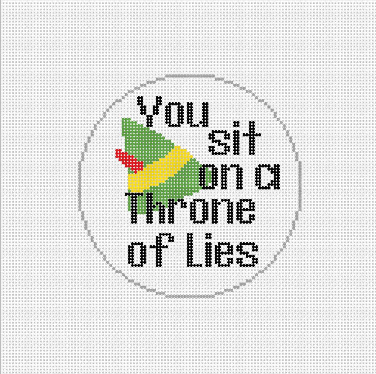 Elf Needlepoint Canvas You sit on a throne of lies - Needlepoint by Laura