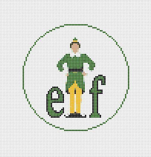 Elf Needlepoint Ornament - Needlepoint by Laura