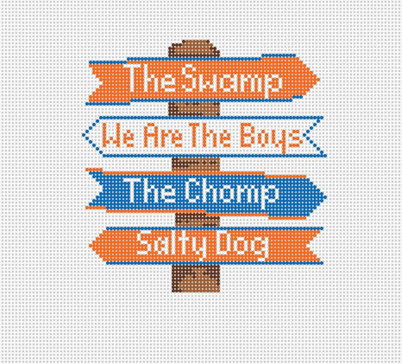 Florida College Icon Destination Sign - Needlepoint by Laura