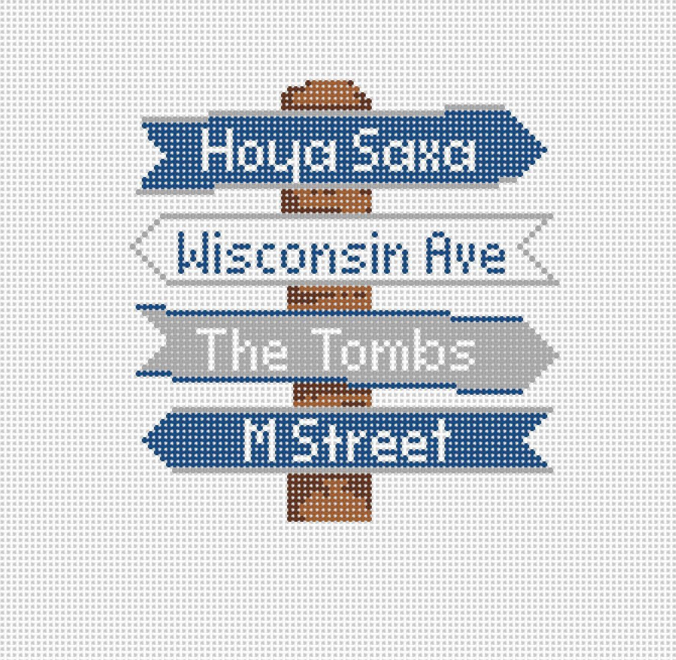 Georgetown College Icon Destination Sign - Needlepoint by Laura