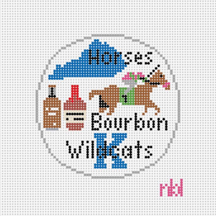 Horses Bourbon and Wildcats Canvas - Needlepoint by Laura