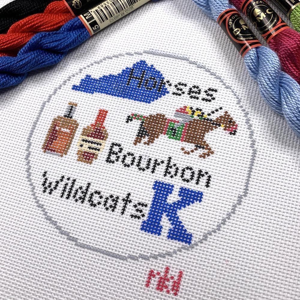Horses Bourbon and Wildcats Canvas - Needlepoint by Laura