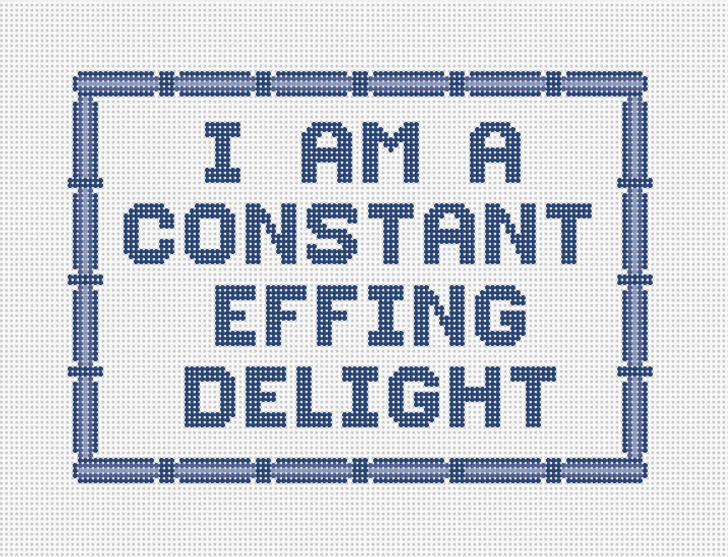 I am a Constant Delight Needlepoint Canvas - Needlepoint by Laura