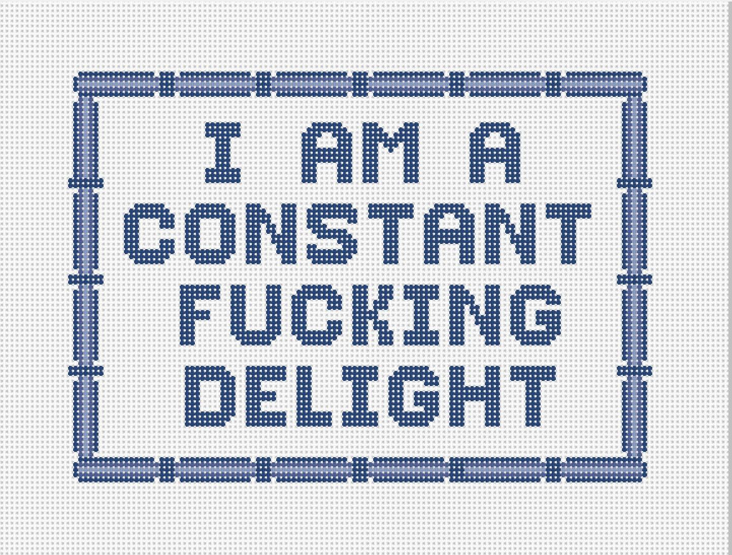 I am a Constant Delight Needlepoint Canvas - Needlepoint by Laura