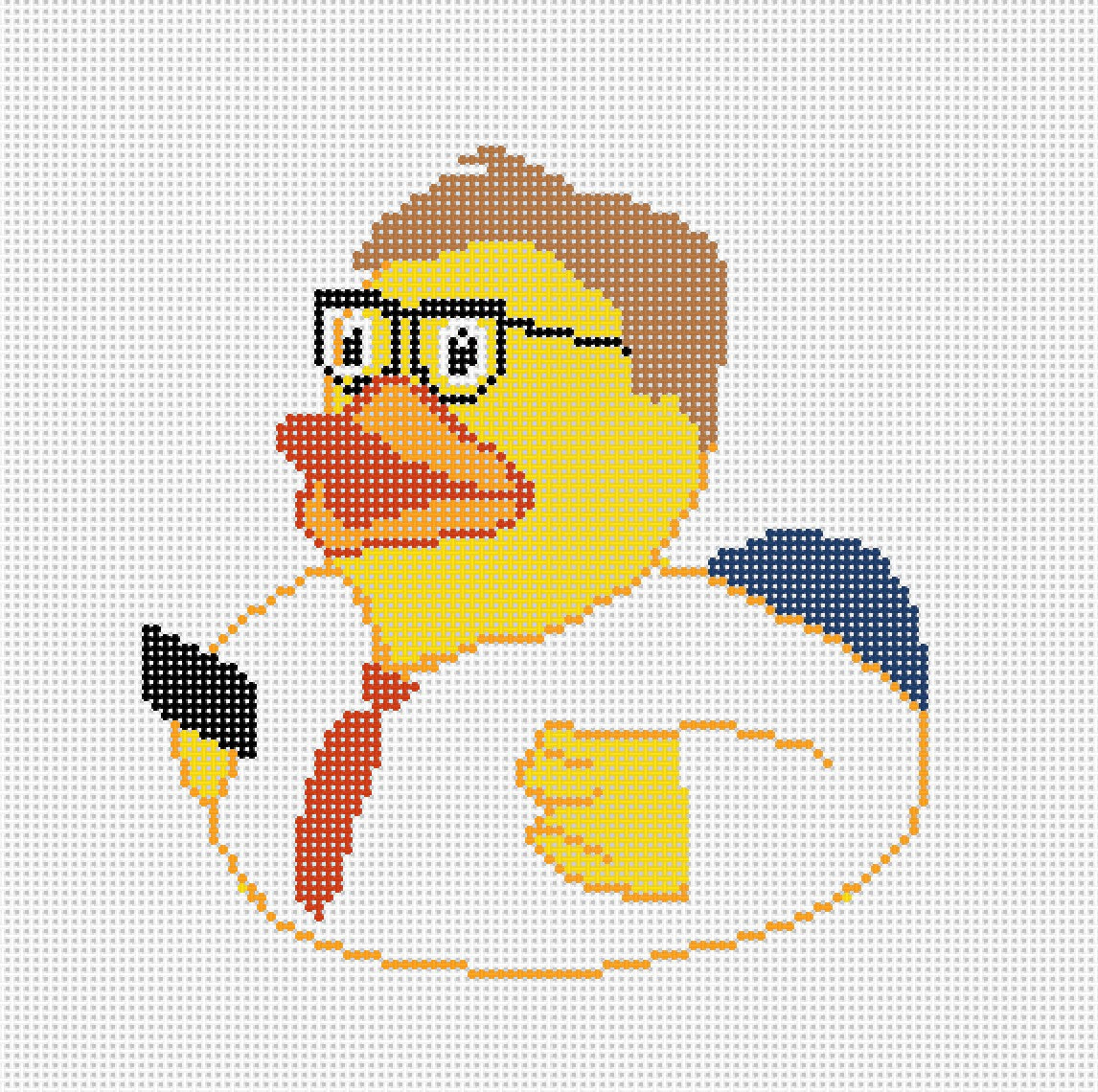 Businessman Duck - Needlepoint by Laura