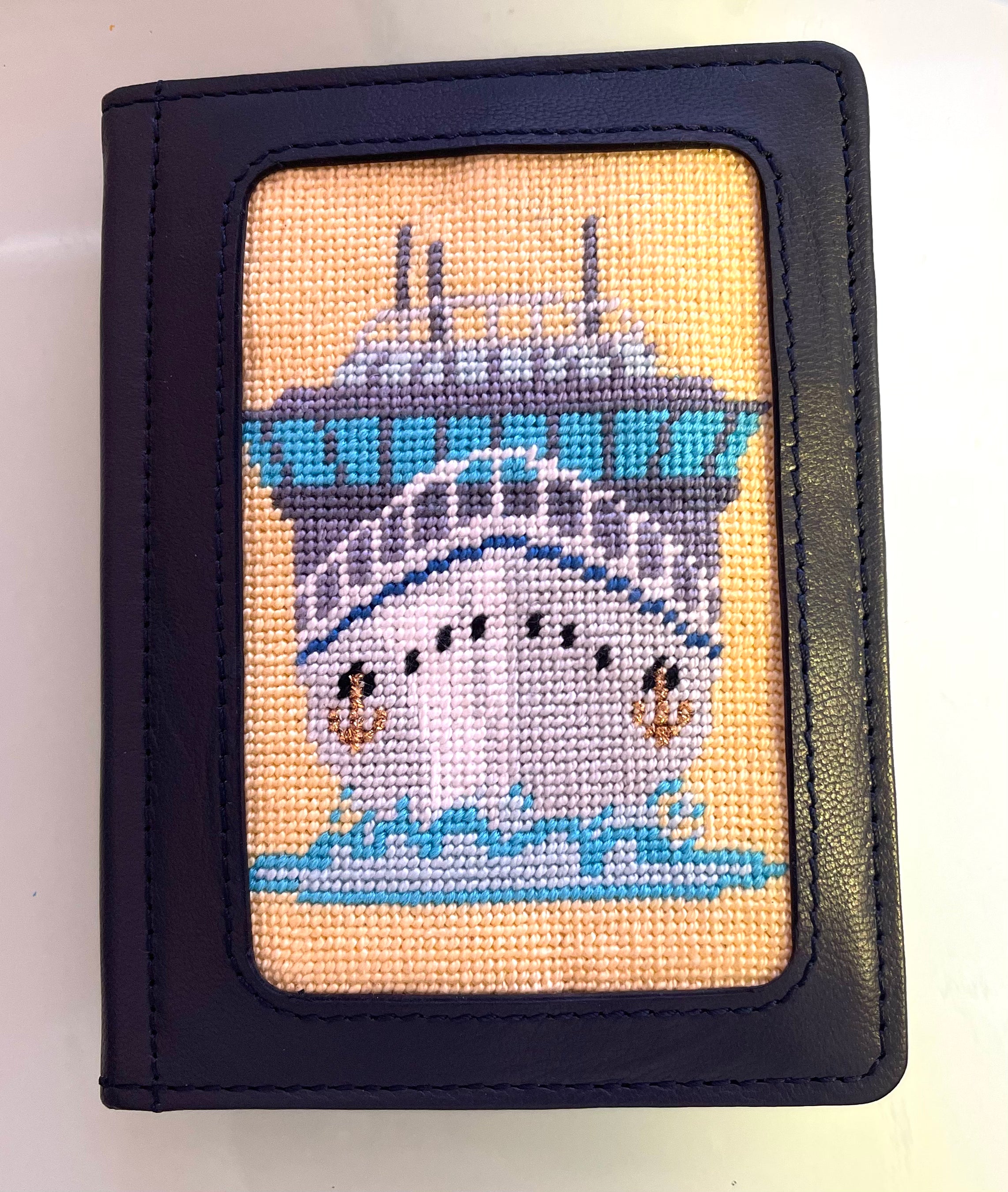 Cruise ship Passport Cover Canvas or ornament - Needlepoint by Laura
