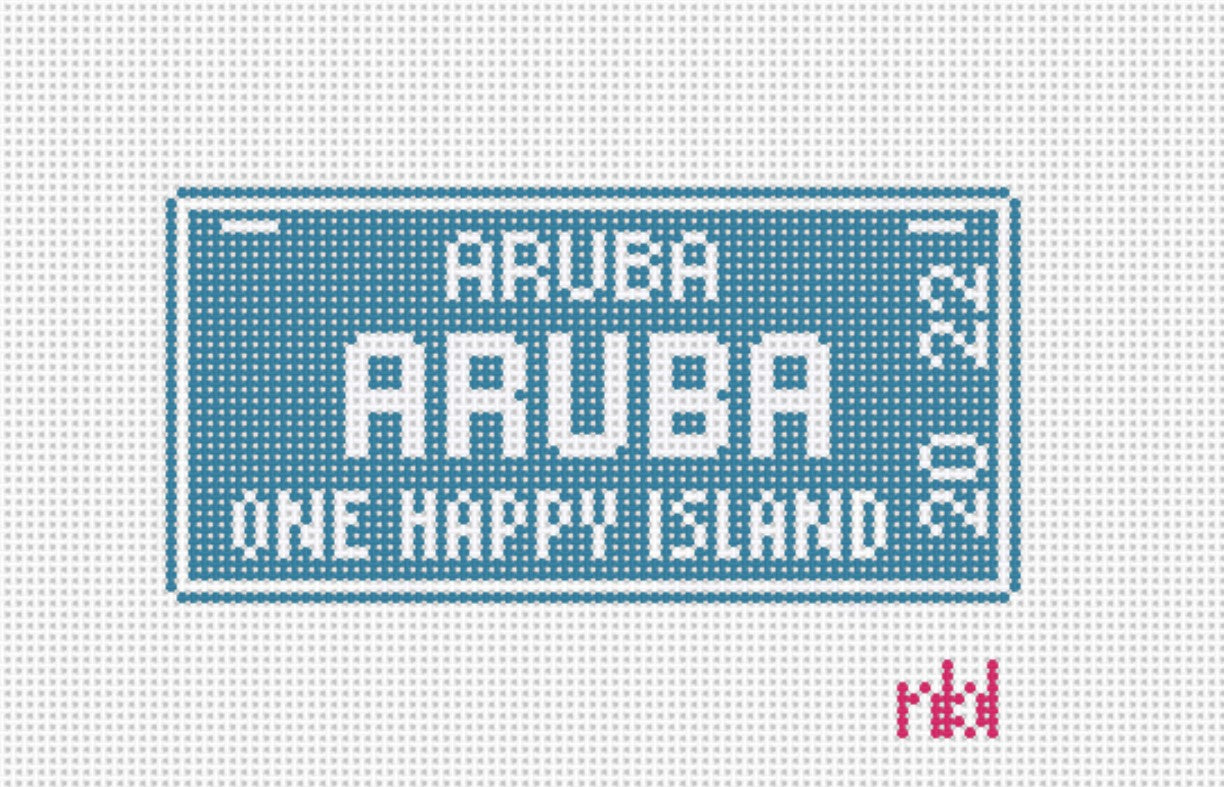 Aruba License Plate - Needlepoint by Laura