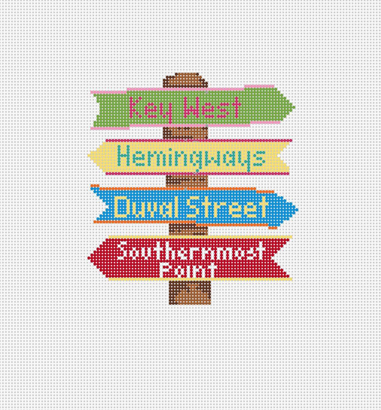 Key West Destination Sign - Needlepoint by Laura
