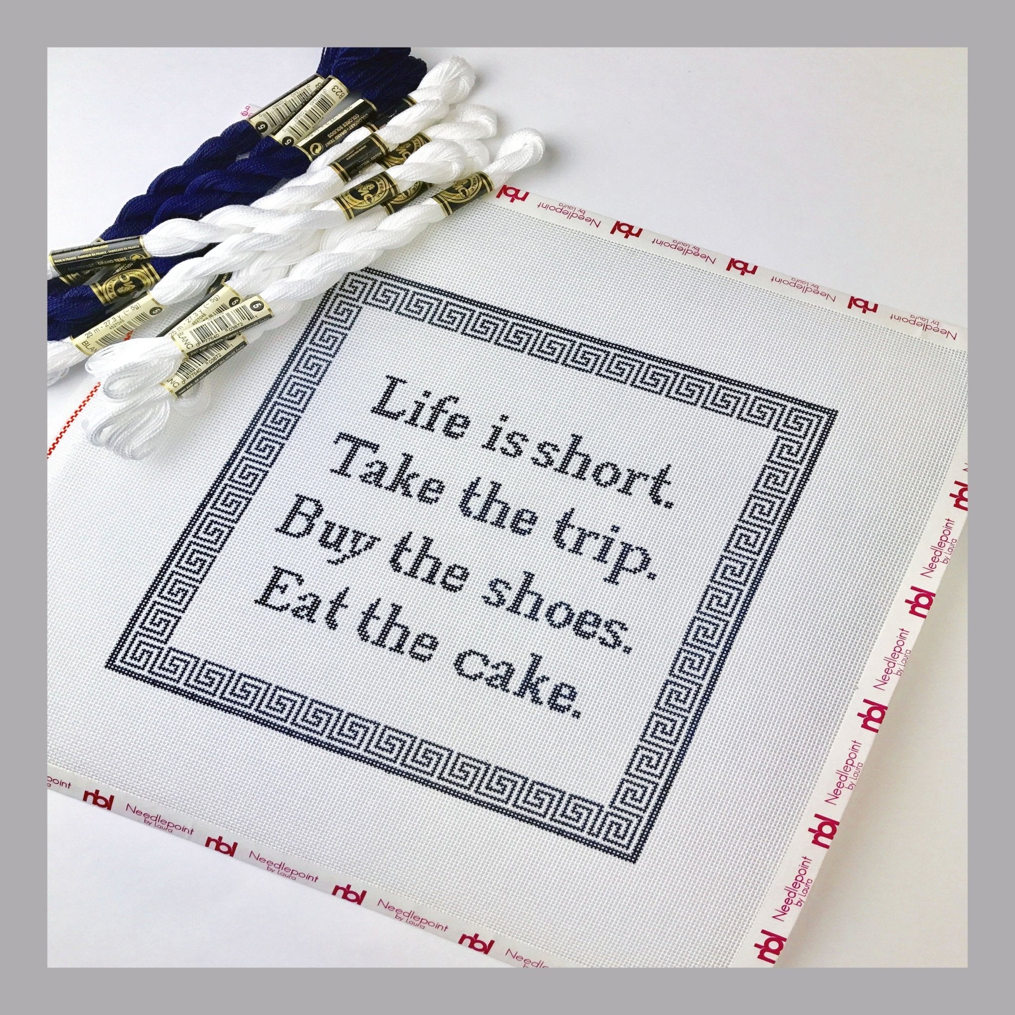 Life is Short Eat the Cake Canvas - Needlepoint by Laura