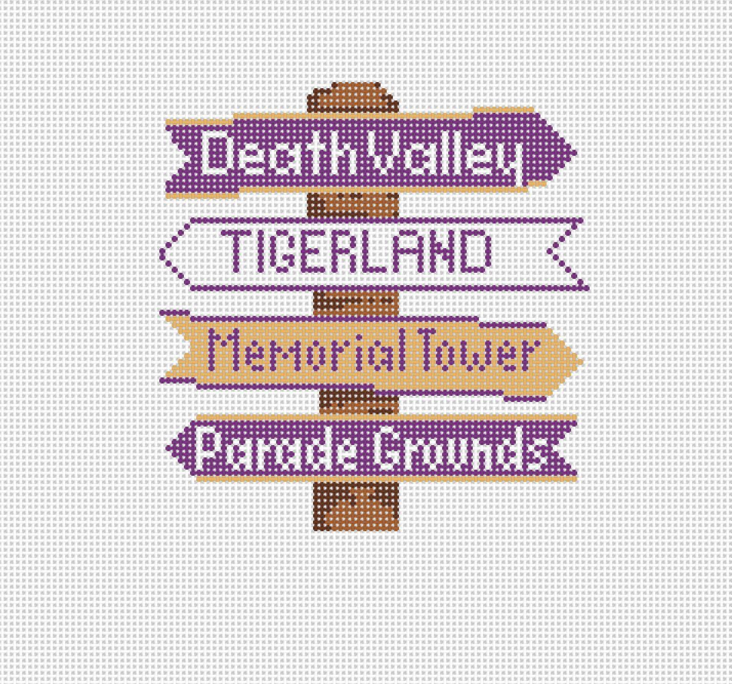 LSU College Icon Destination Sign - Needlepoint by Laura