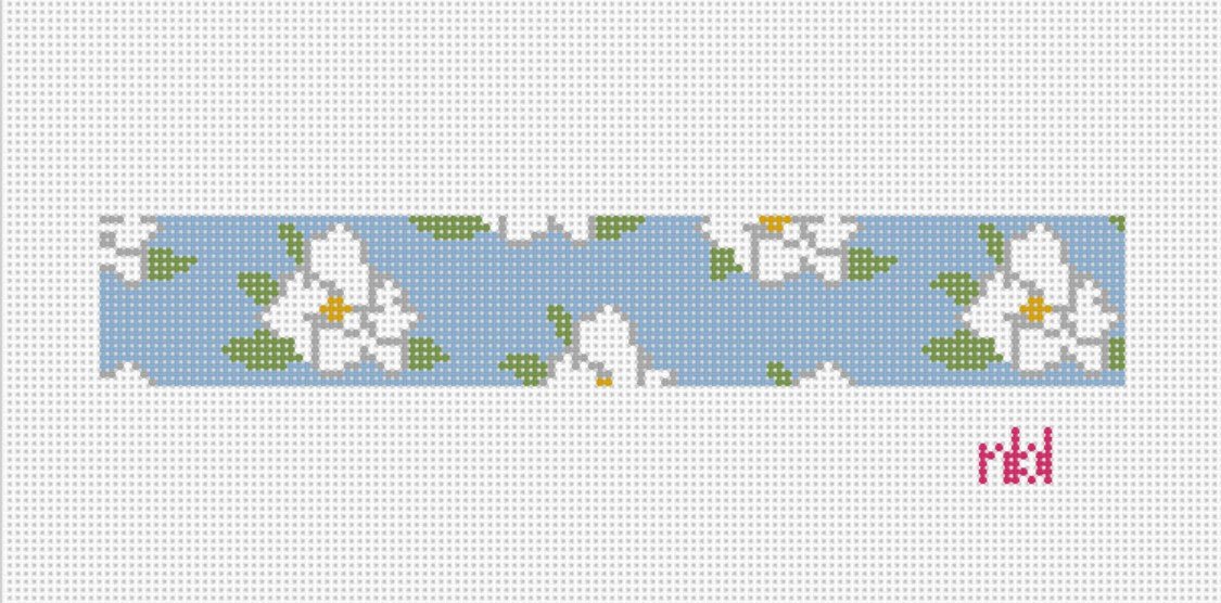 Magnolia needlepoint key fob canvas 7 inch - Needlepoint by Laura
