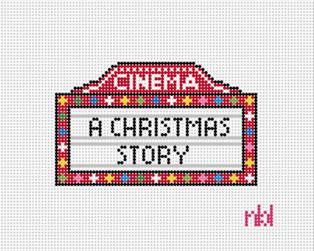 Movie Marquee Christmas Movies - Needlepoint by Laura