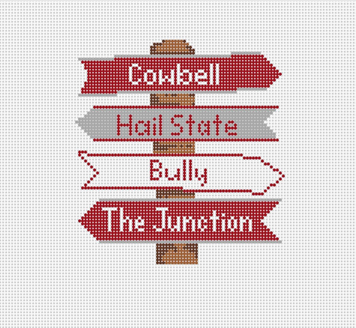 Mississippi State College Icon Destination Sign - Needlepoint by Laura