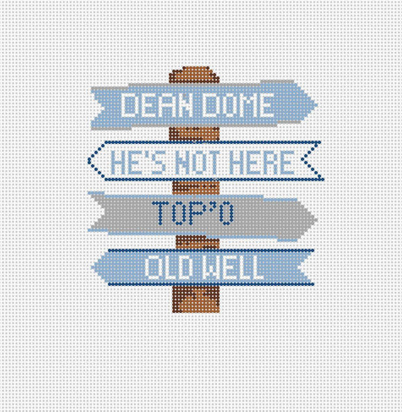 North Carolina College Icon Destination Sign - Needlepoint by Laura