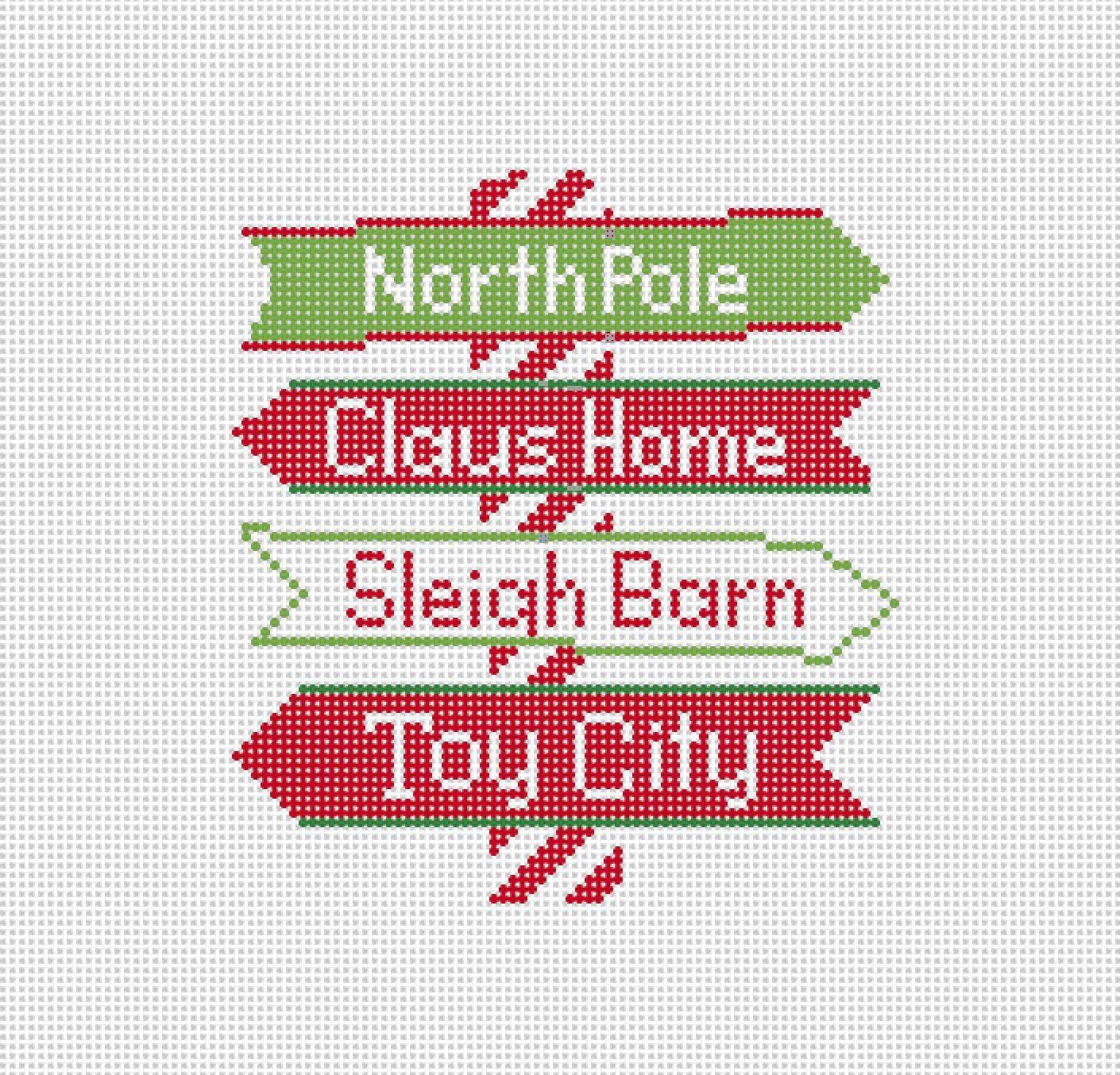 North Pole Destination Sign Needlepoint Canvas - Needlepoint by Laura