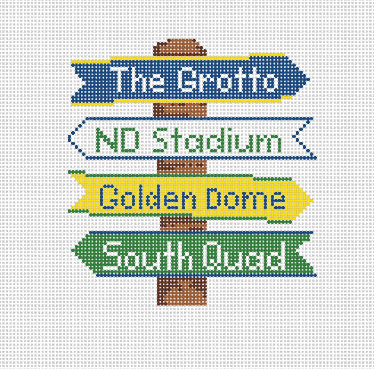 Notre Dame College Icon Destination Sign - Needlepoint by Laura