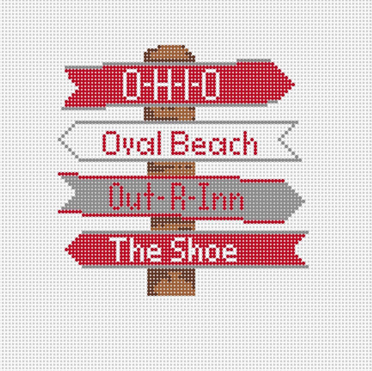 Ohio State College Icon Destination Sign - Needlepoint by Laura