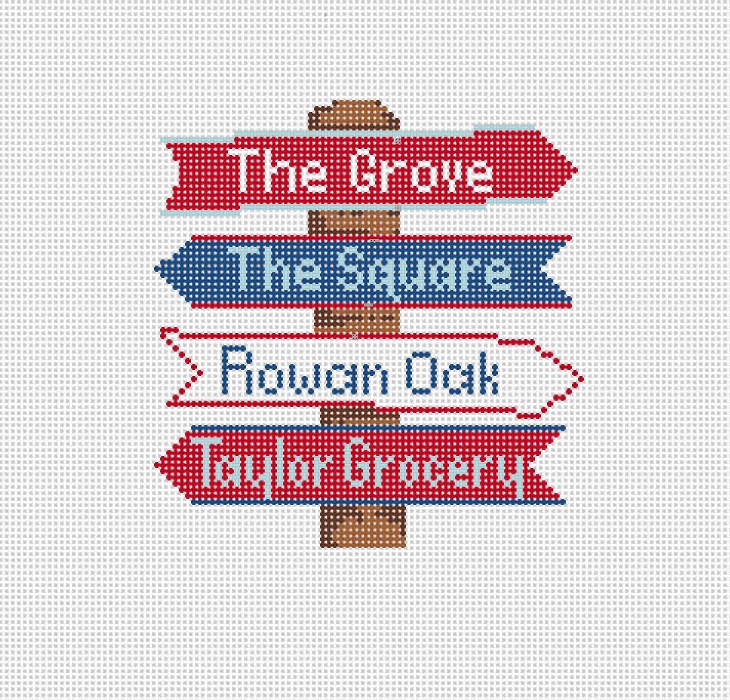 Ole Miss College Icon Destination Sign - Needlepoint by Laura