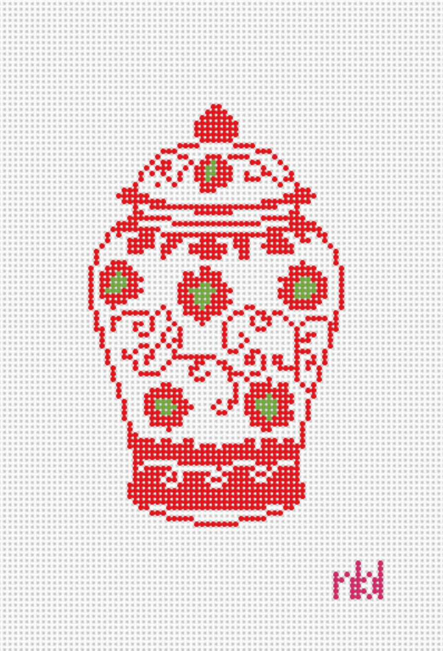 Ginger Jar Ornament Size - Needlepoint by Laura