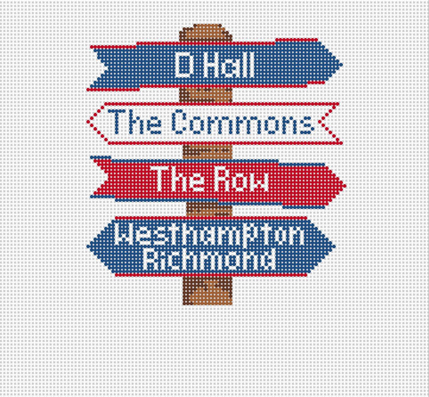 Richmond College Icon Destination Sign - Needlepoint by Laura