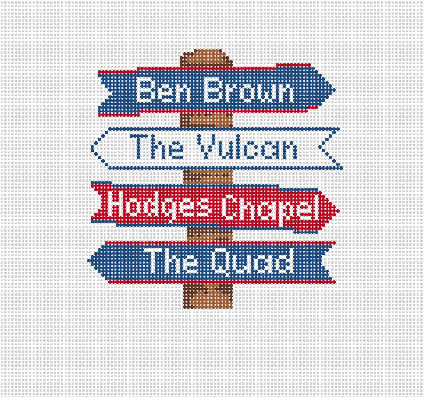 Samford College Icon Destination Sign - Needlepoint by Laura