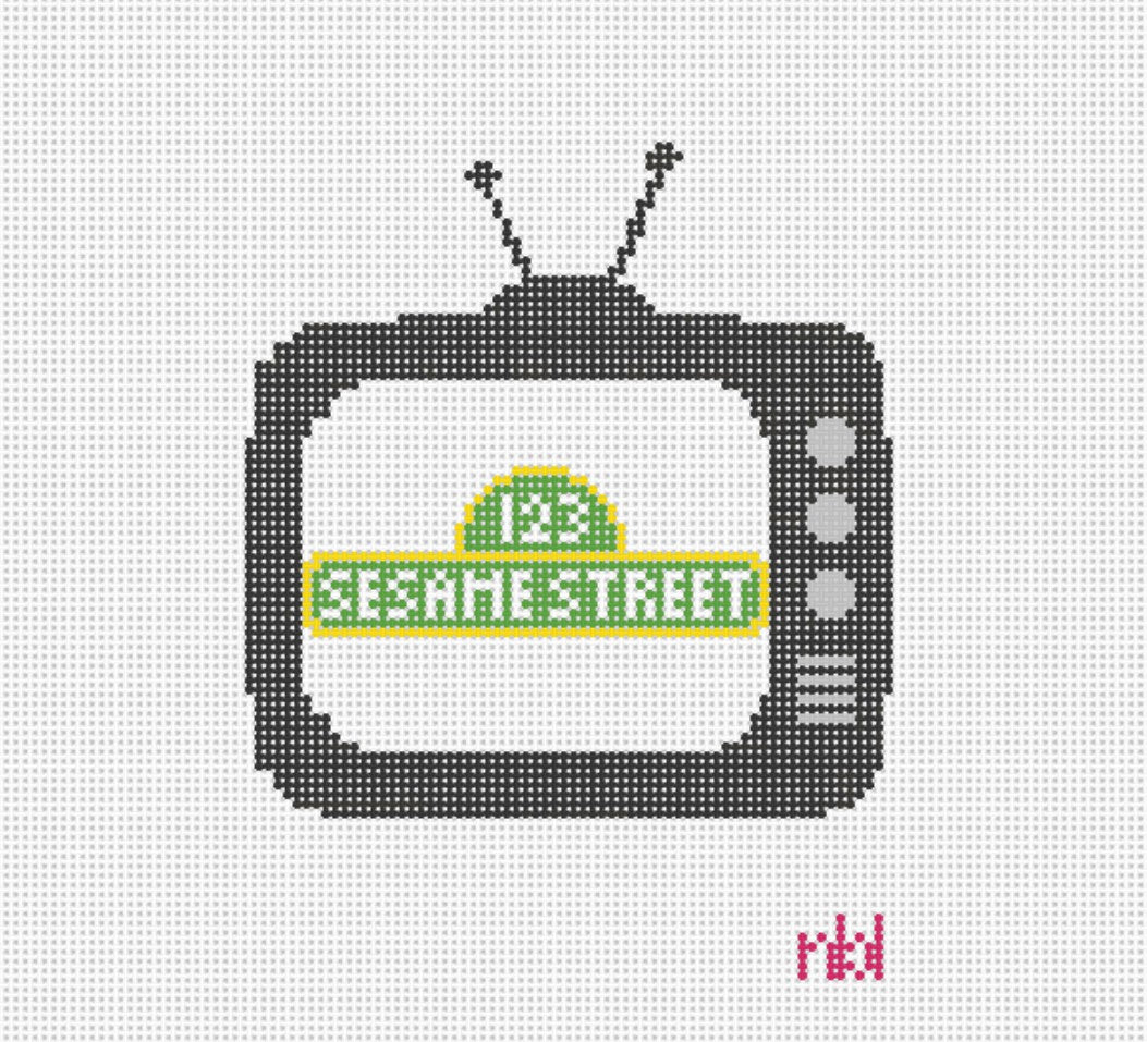 Retro TV Needlepoint Canvas Sesame Street - Needlepoint by Laura