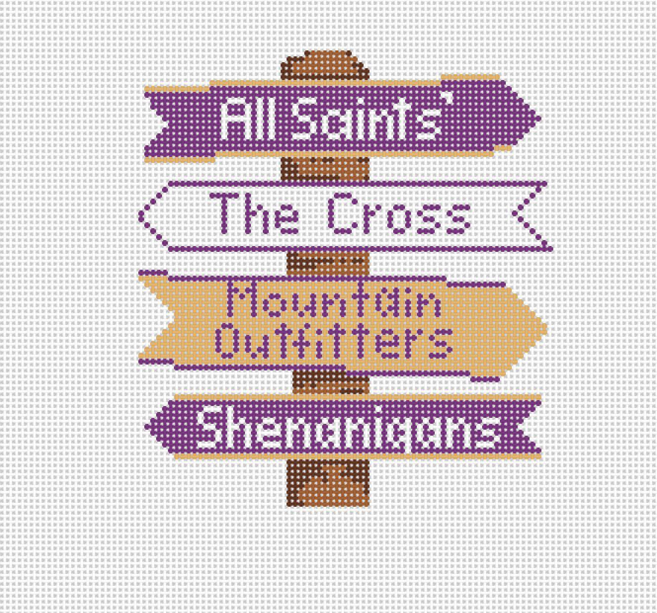 Sewanee College Icon Destination Sign - Needlepoint by Laura