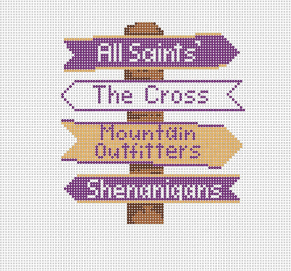 Sewanee College Icon Destination Sign - Needlepoint by Laura