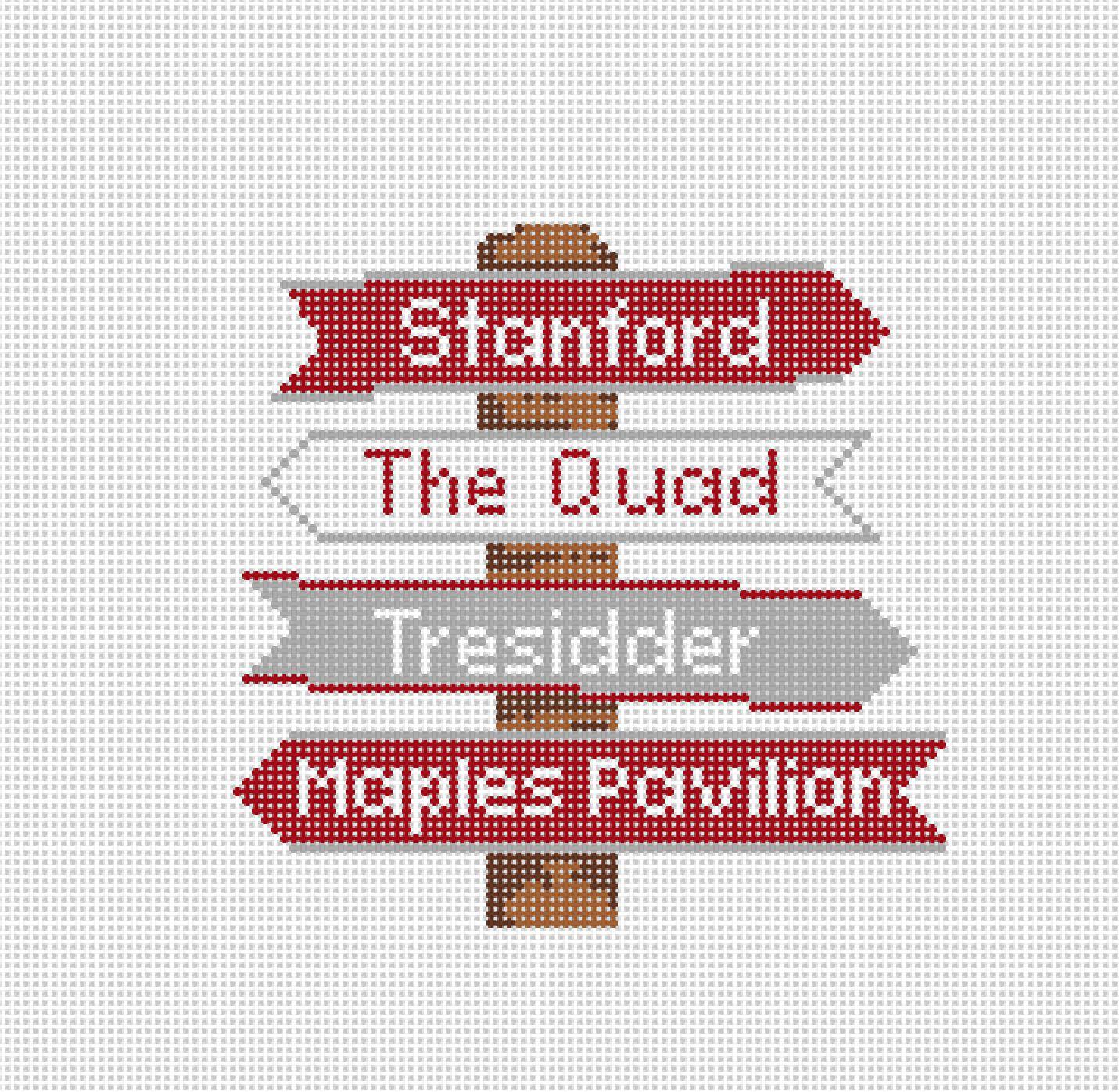 Stanford College Icon Destination Sign - Needlepoint by Laura