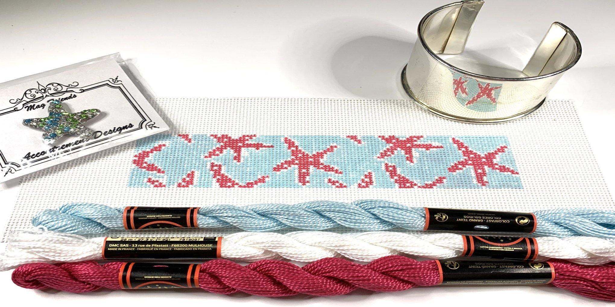 Starfish Needlepoint Bracelet Cuff Kit - Needlepoint by Laura