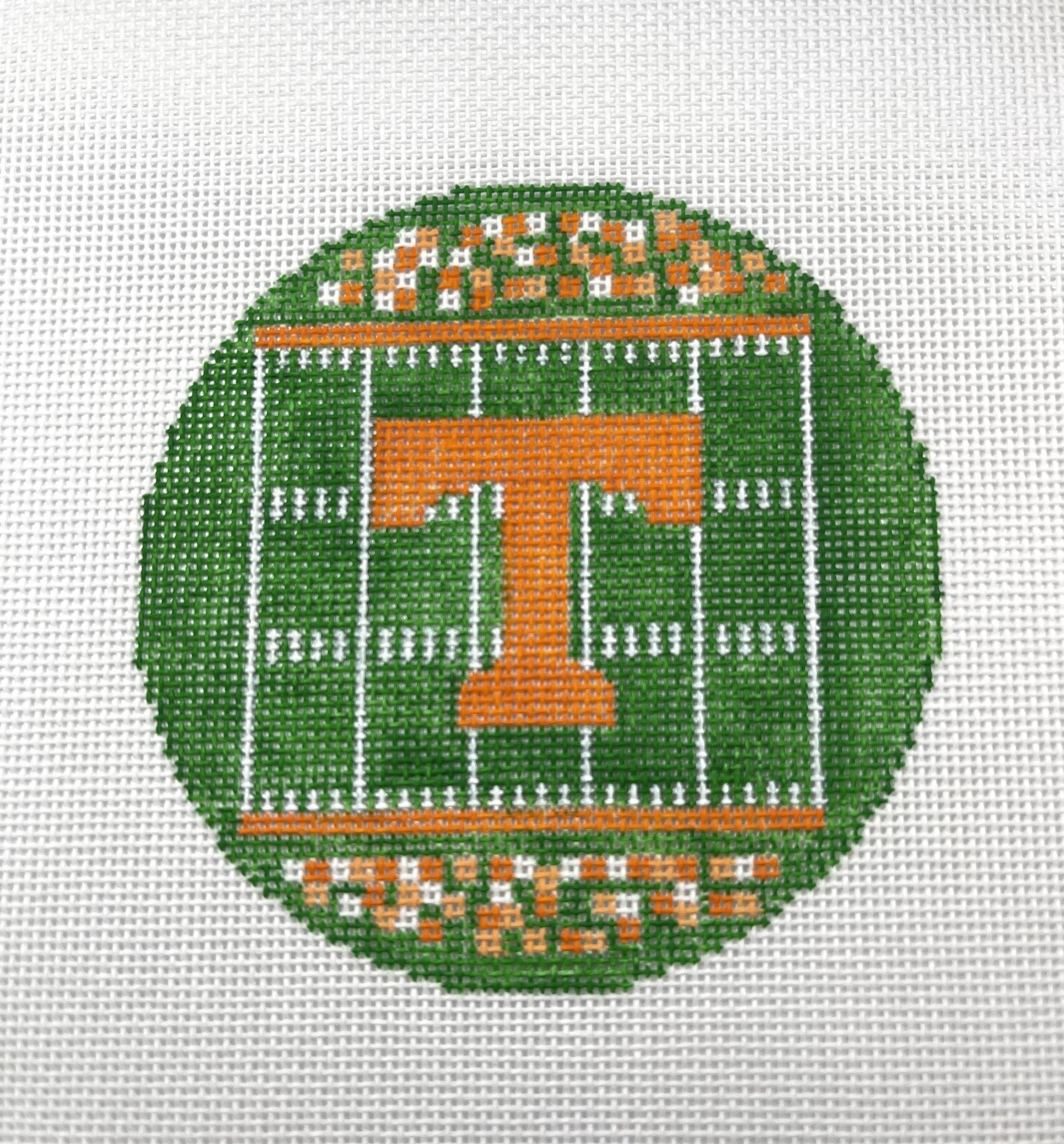 Tennessee Football Field Round Canvas - Needlepoint by Laura