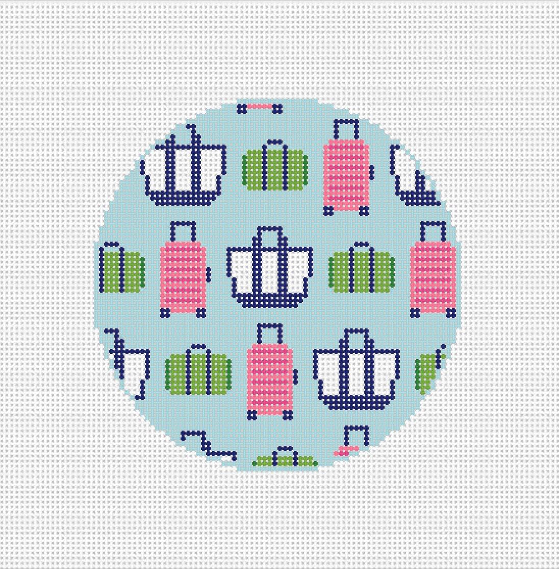Travel suitcase round - Needlepoint by Laura