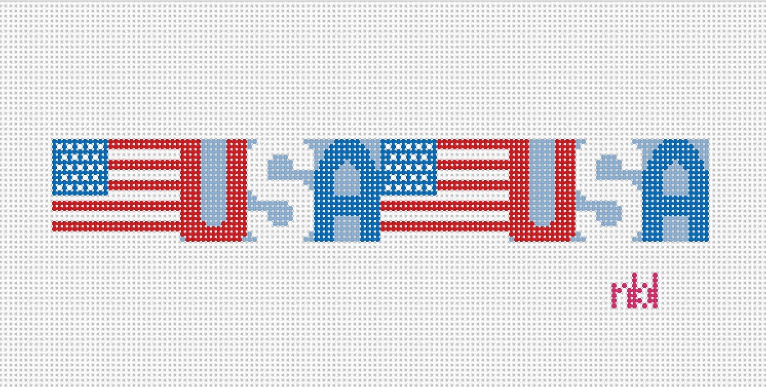 USA and Flag Keyfob Needlepoint Canvas - Needlepoint by Laura