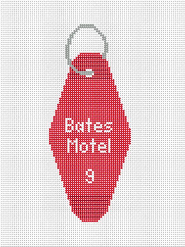 Vintage Hotel Key Canvas- Bates Motel - Needlepoint by Laura