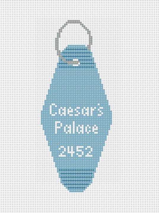 Vintage Hotel Key Canvas- Caesar's Palace - Needlepoint by Laura