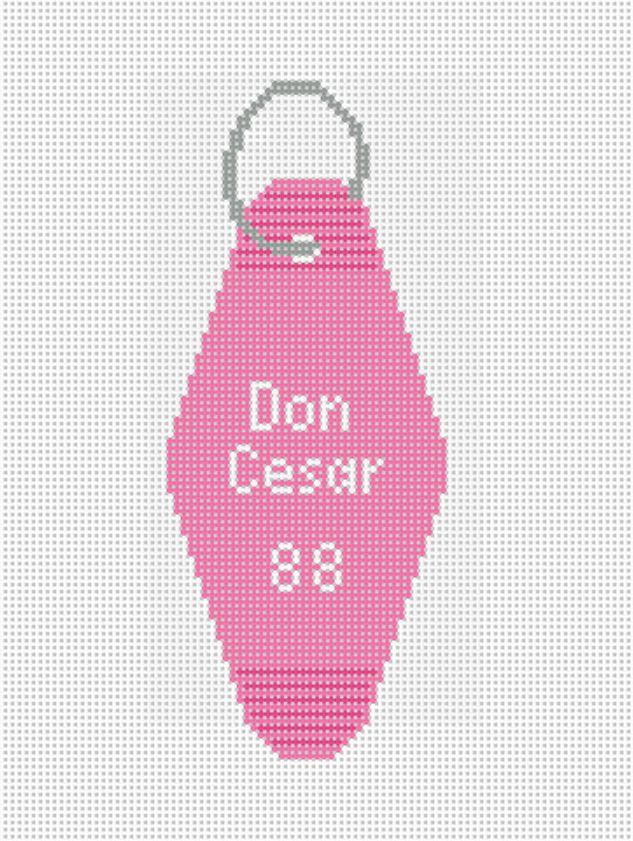 Vintage Hotel Key Canvas- Don Cesar - Needlepoint by Laura