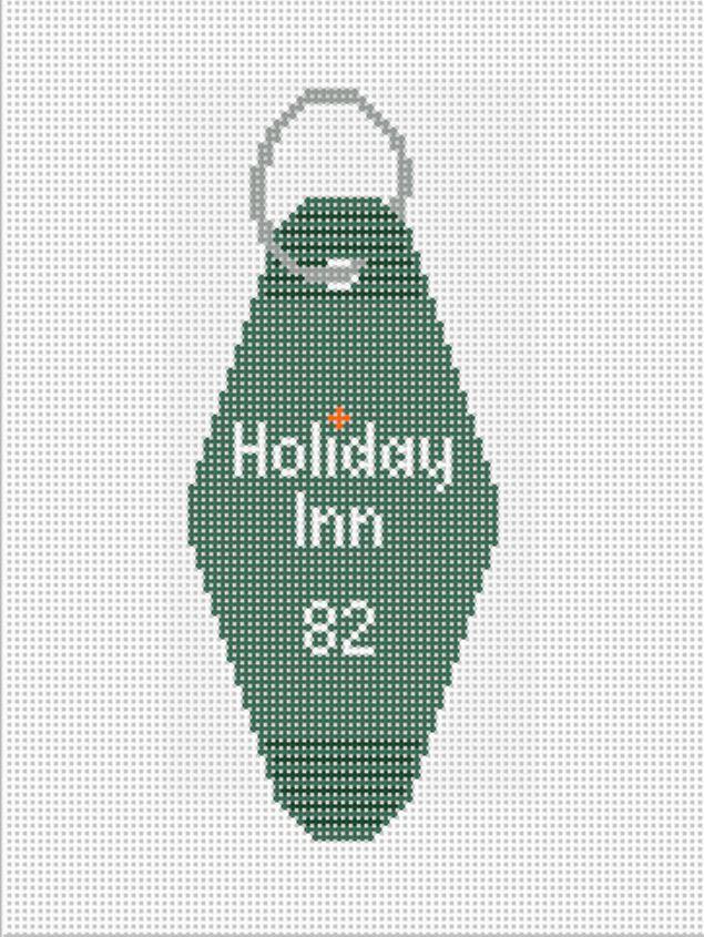 Vintage Hotel Key Canvas- Holiday Inn - Needlepoint by Laura