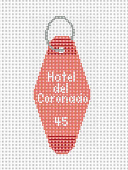 Vintage Hotel Key Canvas- Hotel del Coronado - Needlepoint by Laura