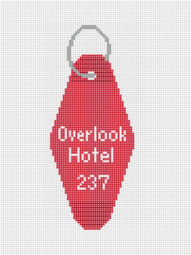 Vintage Hotel Key Canvas- Overlook Hotel - Needlepoint by Laura