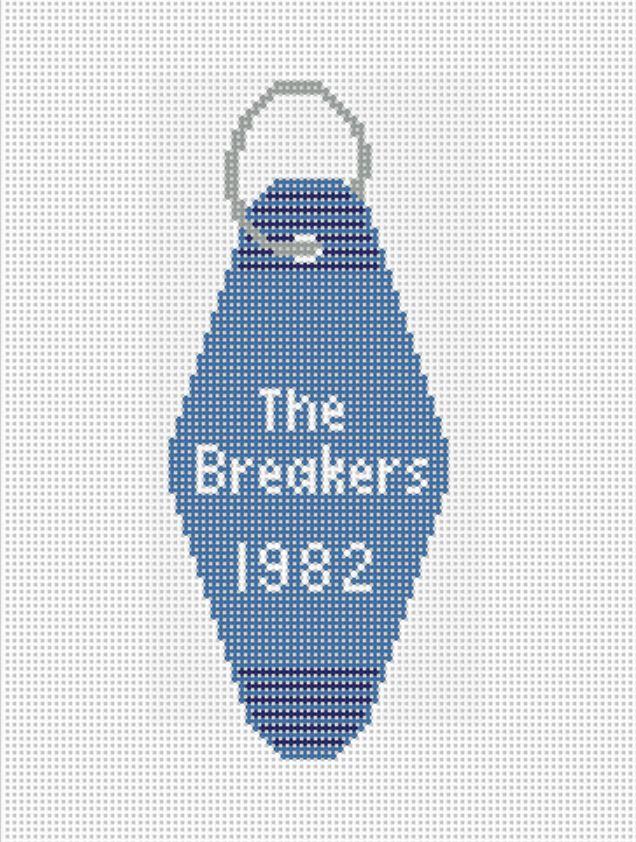 Vintage Hotel Key Canvas- The Breakers - Needlepoint by Laura