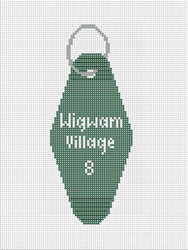 Vintage Hotel Key Canvas- Wigwam Village - Needlepoint by Laura
