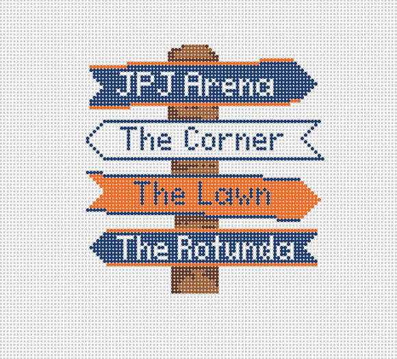 Virginia 1 College Icon Destination Sign - Needlepoint by Laura