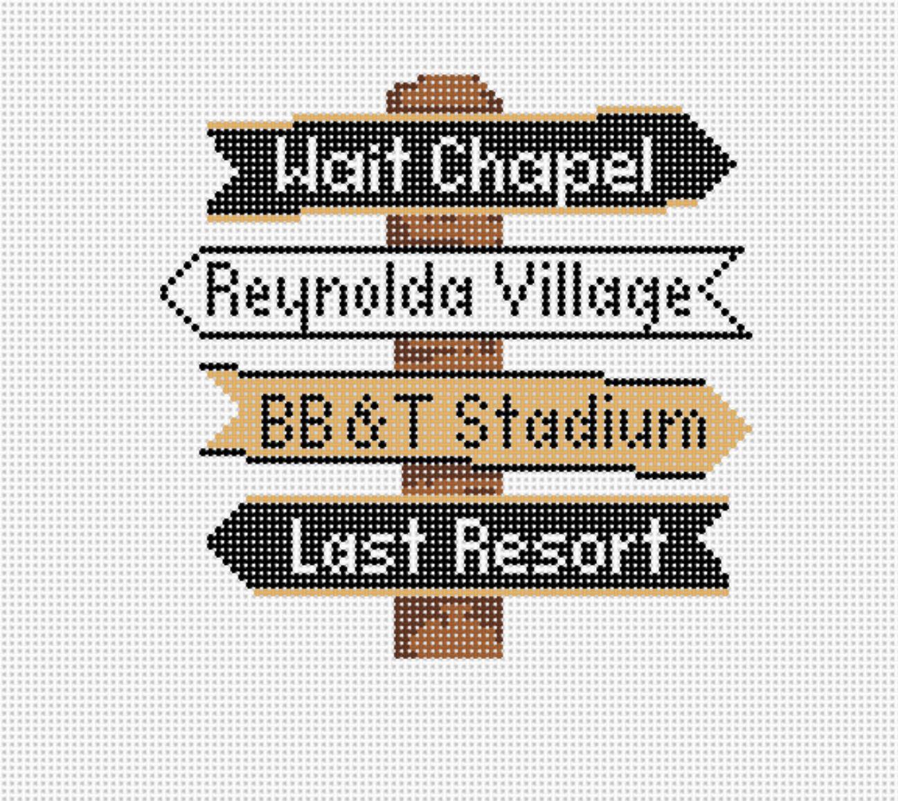 Wake Forest Icon Destination Sign - Needlepoint by Laura
