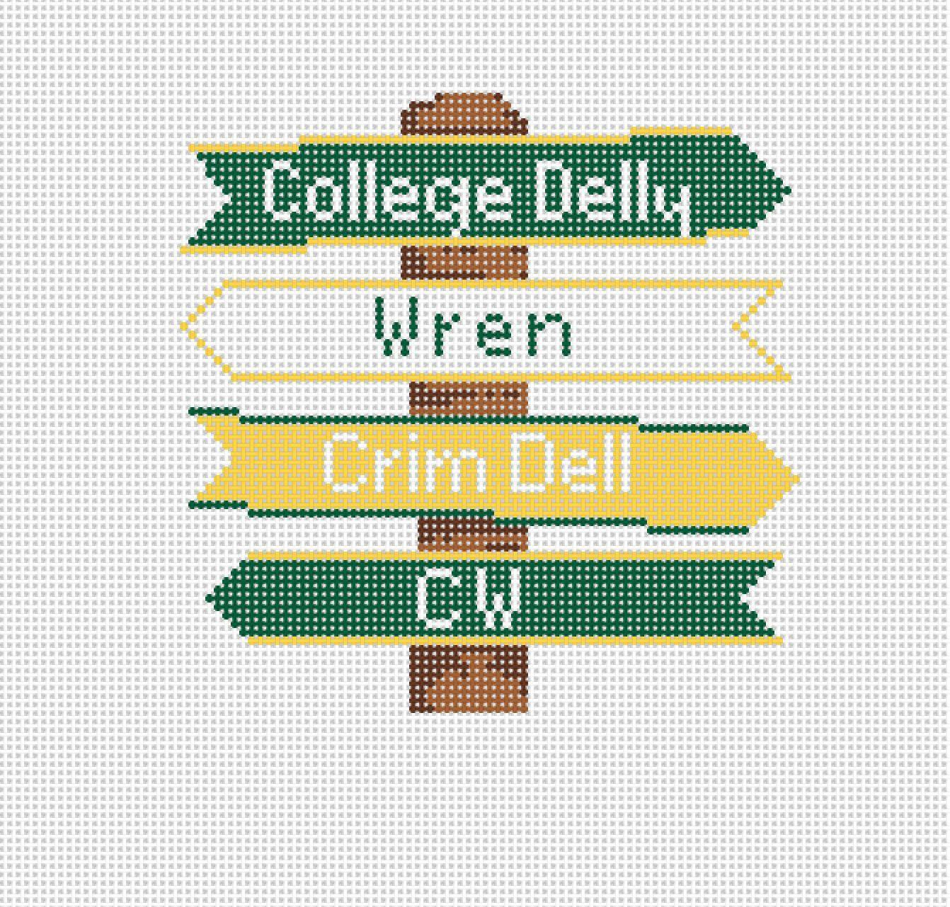 William and Mary College Icon Destination Sign - Needlepoint by Laura